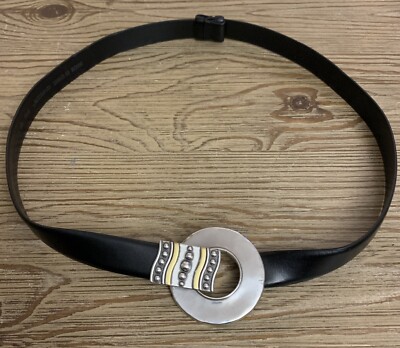 Chico\'s Silver and Gold Hook Brown Leather Adjustable Belt Good Condition Vintage Chico main image 3