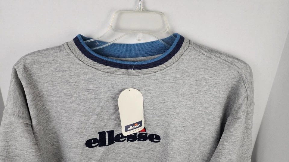 NUEVO CON ETIQUETAS VINTAGE Ellesse Collezioni Tenis Hombres Cuello Redondo Sudadera E5038 Grande Gris Foto 3 de 4
