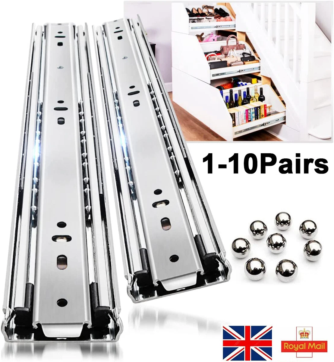 Heavy Duty Drawer Runners Ball Bearing Full Extensio Cabinet Draw
