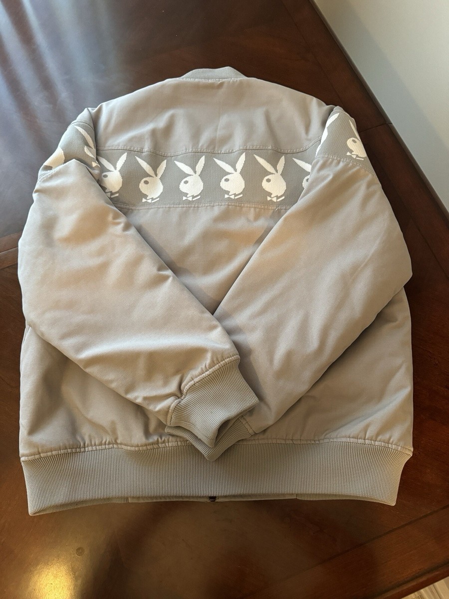 Supreme PlayBoy Crew Jacket Grey Mens Large Rare Collector's Item