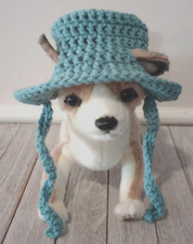 handmade crochet pet dog cat hat bucket xs small breed arctic blue USA made
