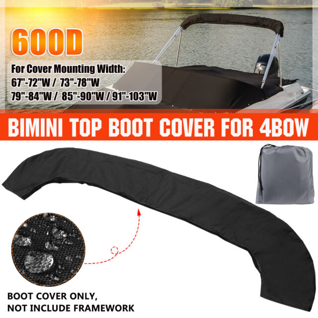 New Bimini Top Boot Cover Storage Bag Sock Boat Shade No Frame Black For 4 BOW