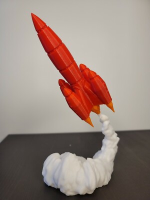 3D Printed Ultra Rocket Model,Scifi Space Rocket,Aerospace Decor 8.5'' Red V3