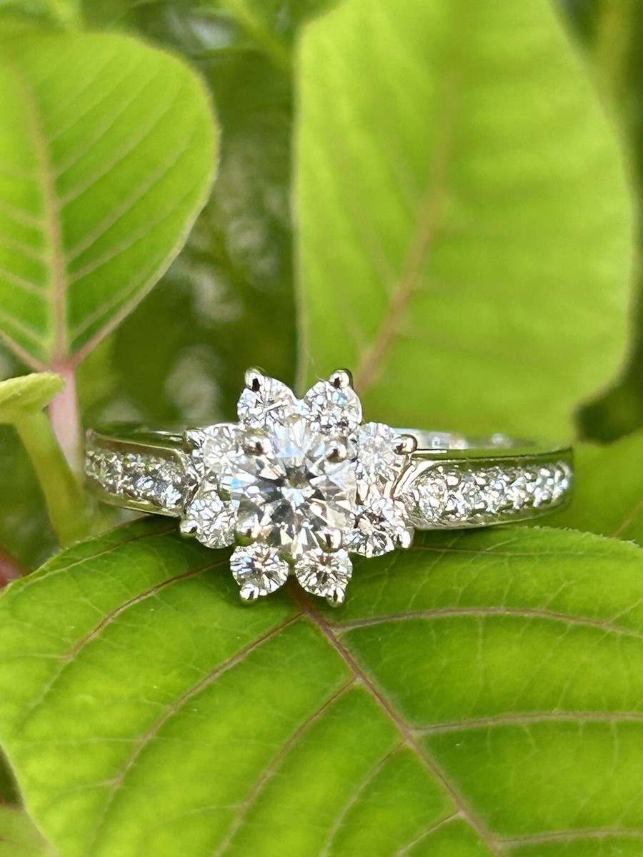 Tiffany & Co. フラワーデザインリング Tiffany & Co Platinum Diamond Flora Flower Diamond Band Ring, Size