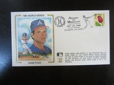 Mark Lemke Z Silk Cachet Envelope 1991 World Series Atlanta Braves (BG)