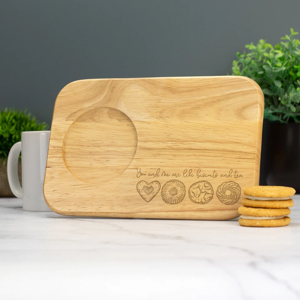Personalised Biscuit Style Custom Engraved Wooden Tea & Biscuit Board Gift - Image 4 of 4