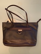 Stone Mountain Pebble Leather Talia Tote Bag Zip Top Black & Brown Nwt List $149