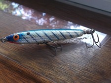 Older USA Made Older Bomber Wood Stick,Blue Back, Tail Weighted Topwater