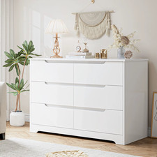 Chest of Drawers White 6 Drawer Storage Cabinet Bedroom Furniture Living Room