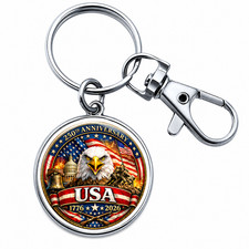 250th Anniversary USA Eagle Keychain Patriotic American Freedom Key Ring