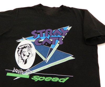 Vtg Stray Cats Built For Speed Cotton Full Size Unisex Black Shirt
