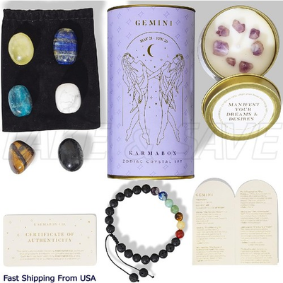 #ad #ad GEMINI Zodiac Crystal Healing Stones Kit Astrology Horoscope Gift w Candle $12.99