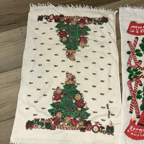 Vintage Weihnachten Küchentücher Weihnachtsmann Baum Teddybären Deko - Bild 4 von 8