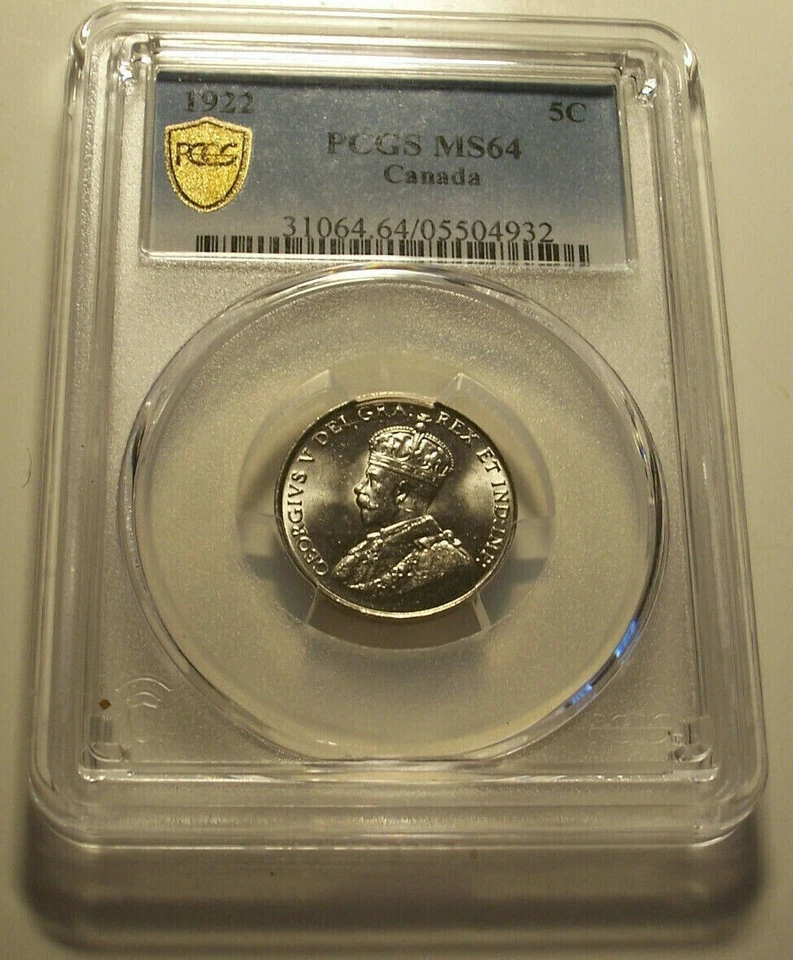 Canada, 1922 George V Five Cent, 5 Cent, PCGS MS 64. 4,794,119 Mintage. - Image 2 of 4