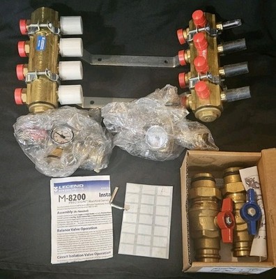 M-8200 1-1/4'' Brass Bar 4 Port, Supply and Return Isolation Valves, Mounting...