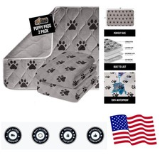 Washable Puppy Pads, 34x21 Pack of 2, Slip Resistant Dog Crate Mat, Waterproo...