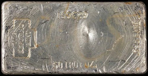 Vintage Republic Mint Poured 50 Ounce Silver Bar .999 Fine -STOCK