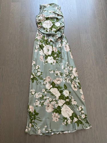 Reformation ANAIIS Silk Maxi Dress Tarragon Green Floral - Size 4 - with tags