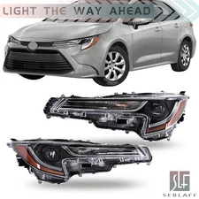 Headlights For Toyota Corolla L LE Base 2023 2024 LED Left+Right Black Housing