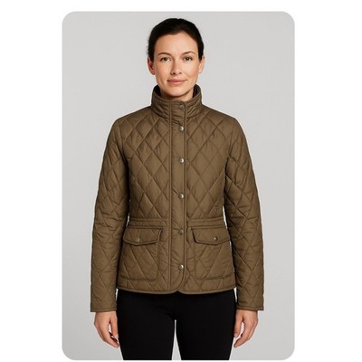 Eddie Bauer Women s Quilted Goose Down Jacket Size Small Olive Green