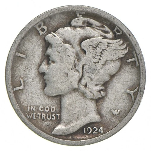 VG+ 1924 Mercury 90% Silver Dime *7464