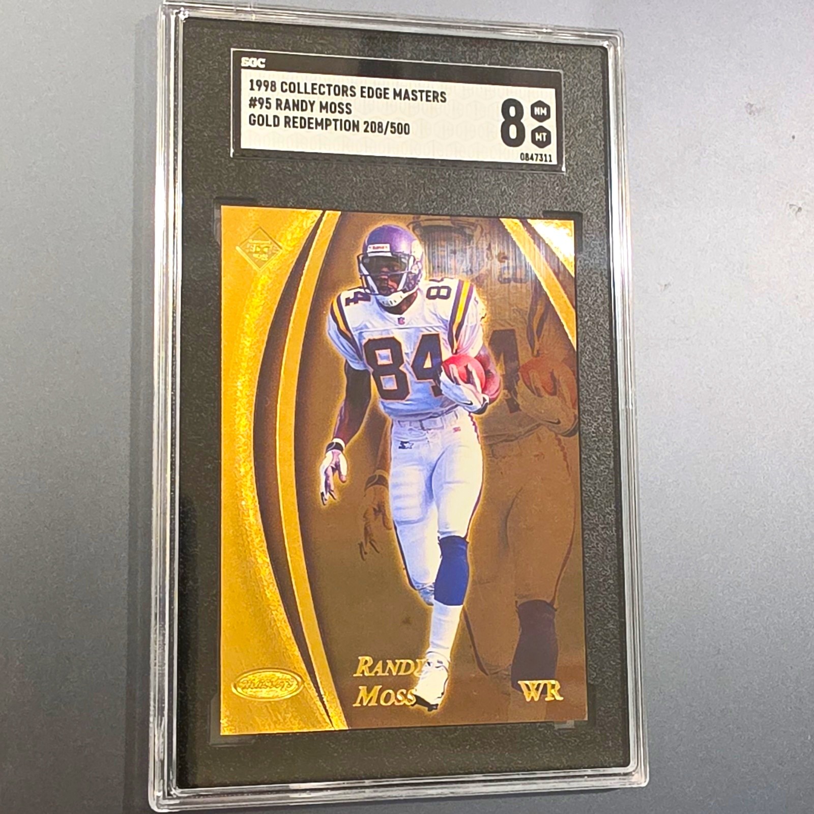 🔥Collector's Edge 1998 Masters Randy Moss Rookie Gold Redemption #95 /500 SGC 8