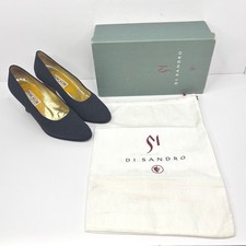 Pancaldi Vintage Navy Ribbed Fabric Pumps Gold Lining Heels Made in Italy 8.5B