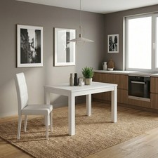 Tavolo Allungabile da Pranzo Cucina 90x90x79 cm Bianco Frassino AZUR LINE