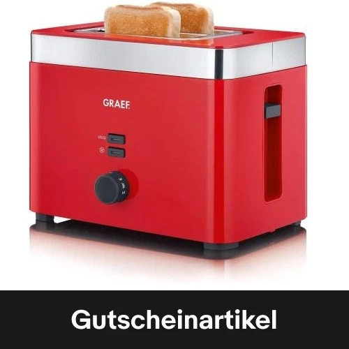 GRAEF TO 63 Toaster rot 2-Scheiben-Toaster Toastautomat Brötchenaufsatz 888 Watt