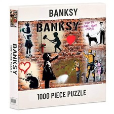 New Sealed Banksy 1000 Uniquely Shaped Pieces Puzzle Completed Size 68 x 48 cm