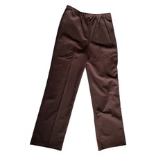 Vintage 70s Dark Brown High Waist Trousers Size 16 Missy Elastic Waist Pants