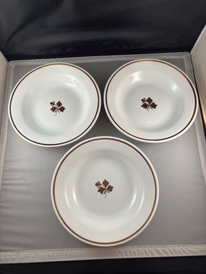 Vintage Antique Lot of 3 Alfred Meakin Tea Leaf Flat Soup Bowls