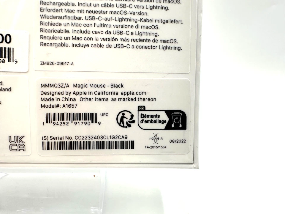 Apple Magic Mouse A1657 – Schwarz – Neu & OVP – versiegelt – USB-C auf Lightning - Bild 3 von 3