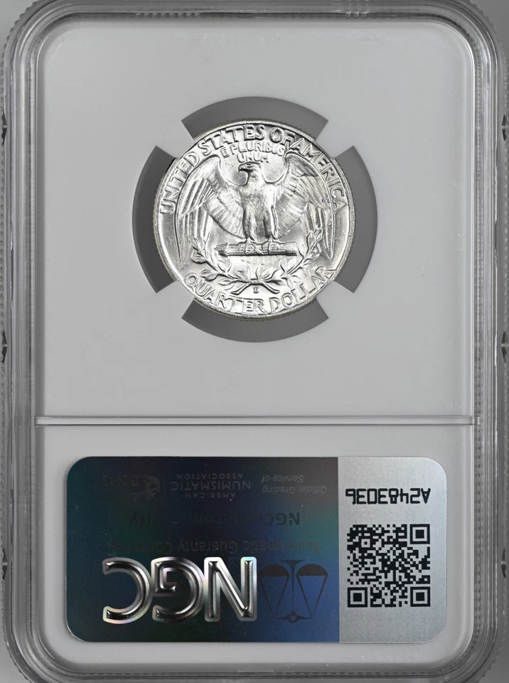 1952-D  25C WASHINGTON SILVER QUARTER "DENVER MINT" NGC MS65 #8343474-066 - Image 4 of 4
