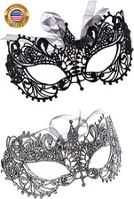 2 Pieces Women'S Masquerade Mask Lace Eye Mask for Ball Proms,Halloween Carnival