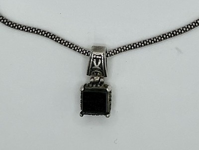 Vintage Premier Designs Sterlingsilber Onyx Anhänger Popcorn Kette 19'' L 15,3 g