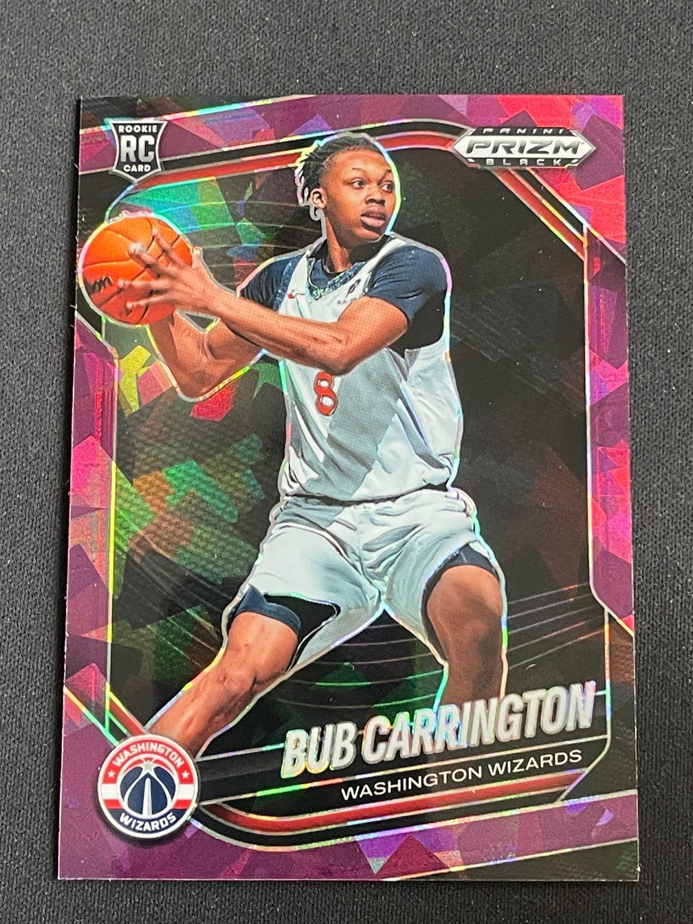 Bub Carrington 2024-25 Panini Prizm Black RC Purple Ice /149 #92