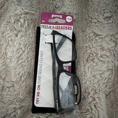 Pugs Premium Readers R3 +1.0 Rectangular Black Bifocal Eyeglasses Spring Hinges