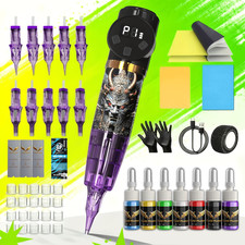 Tattoo Kit,1100mAh Battery,10 Needles,7 Ink,Full Accessories Holiday Gift.