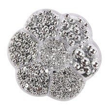 3000Pcs 1 Box Plastic Pearls Round Flatback Imitation Half Small, Silver