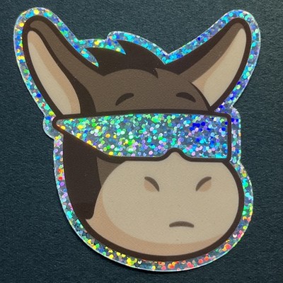  DONKEY CARTOON  2.5 2.5  STICKER ART  SUPER COOL SPARKLE GLASSES DONKEY COMIC 