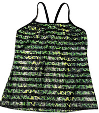 Motionwear Dance Top Camisole Cami Sequin Animal Print Green Black New Women L