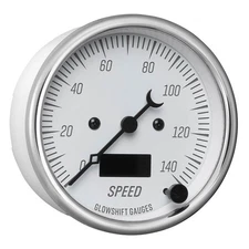 GlowShift White Classic Series In-Dash 140 MPH Speedometer Vintage Gauge Kit