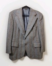 VTG Harris Tweed 100 Pure Scottish Wool gray Brown herringbone blazer READ 