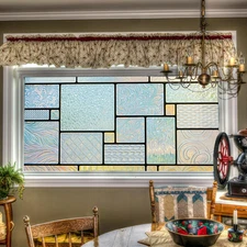Frosted Window Privacy Film Static Cling Decorative Stained Glass Window Film Ra