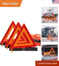Emergency Roadside Warning Triangles - Reflective Weather Resistant, 3 Pack