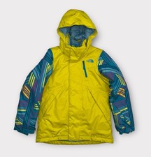 The North Face Jacket Girls Size Medium Hooded Full Zip Dryvent Lined Yellow