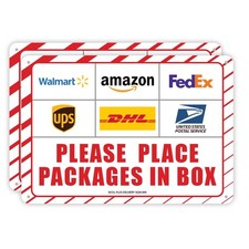 2 Pack 10x7 Inch Please Place Packages in Box Sign Aluminum Delivery Signs