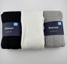 NEW Petrass Cotton Tights Girls 9-10 Years Cable Knit Seamless Dance - 3 Pack