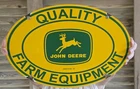 VINTAGE JOHN DEERE 1954 QUALITY FARM EQUIPMENT PORCELAIN SIGN TRACTORS 16.5"x11"